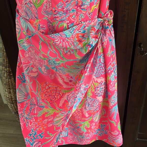 Lilly Pulitzer Scarlet Stretch Faux Wrap Dress in Pink Isle Shell Me 🐚 💗 - Picture 5 of 8
